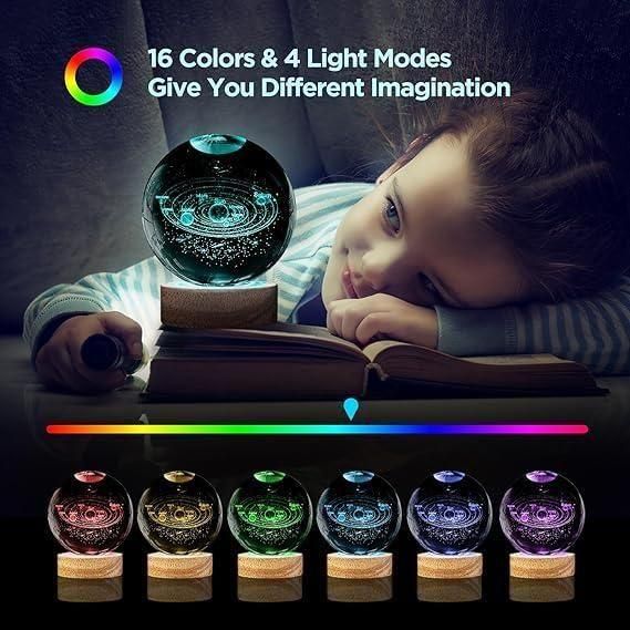 LED Night Light 3D Crystal Ball - Colorful Decorative Lamp.