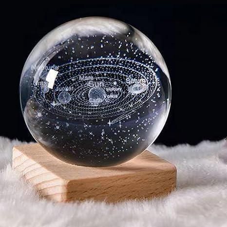 LED Night Light 3D Crystal Ball - Colorful Decorative Lamp.