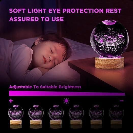 LED Night Light 3D Crystal Ball - Colorful Decorative Lamp.