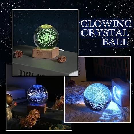 LED Night Light 3D Crystal Ball - Colorful Decorative Lamp.