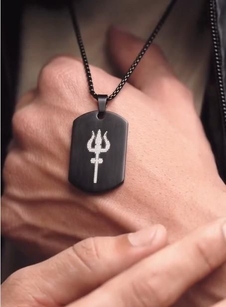 Silver Shiva Trishul Pendant Chain